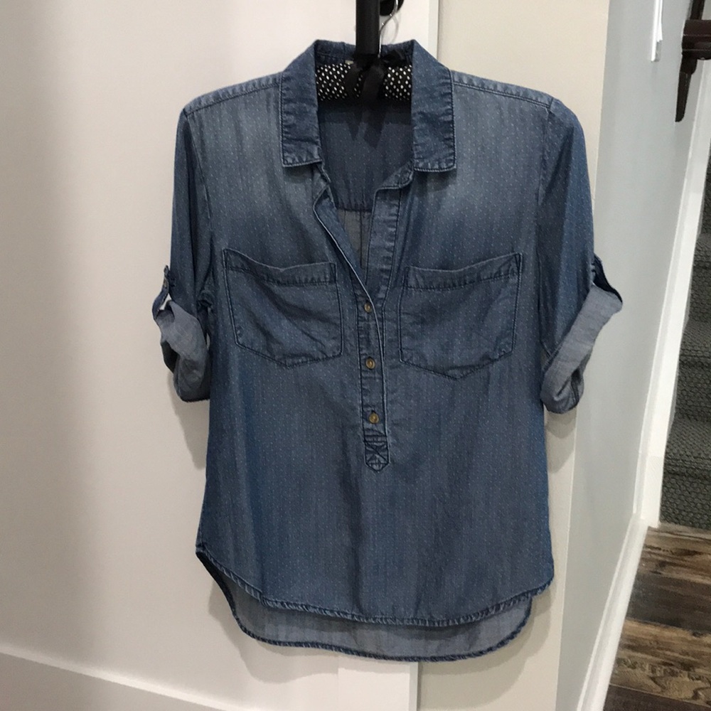 CUTE multi-season 3/4 sleeve polka-dot denim shirt